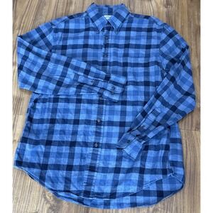 Brooks‎ Brothers Regent Fit Blue Plaid Flannel Cotton Shirt Mens Large